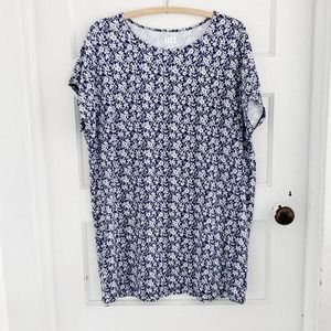 Uniqlo x Liberty of London UT Blue Floral Scoop Neck Mini Shift Dress/Tunic